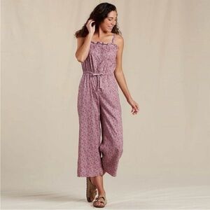 Cute floral hemp/tencel Toad & Co jumpsuit sz Small